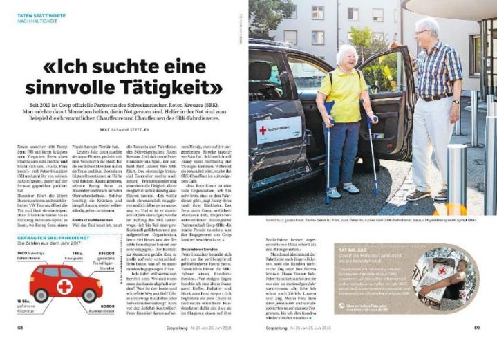 Artikel über den Fahrdienst in der CoopZeitung